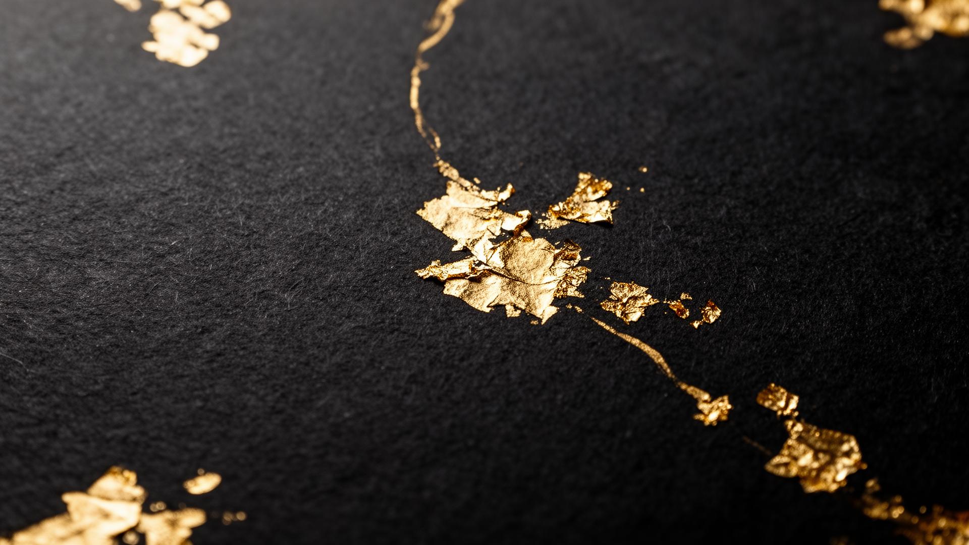 Charcoal paper with delicate gold leaf detail